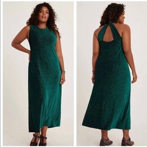 Maeve by Anthropologie ‘Adrienne twist-back’ emerald dress